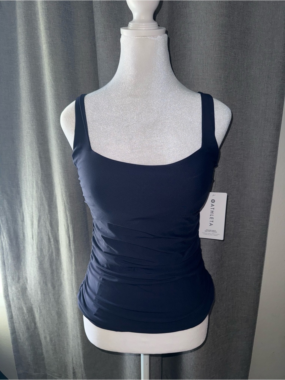 Athleta Navy Square-Neck Ruched Tank